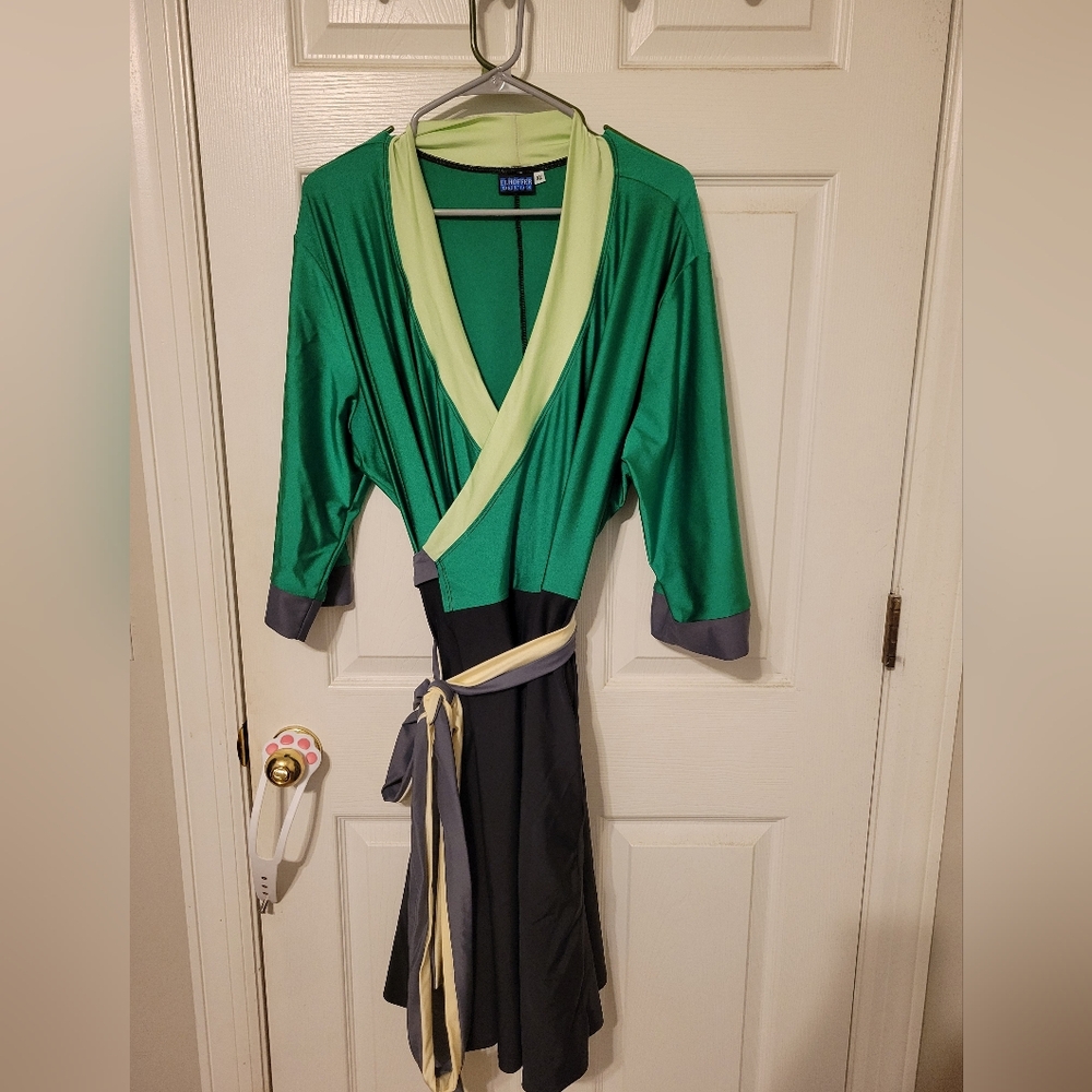 Elhoffer Design Green and Black Wrap Dress